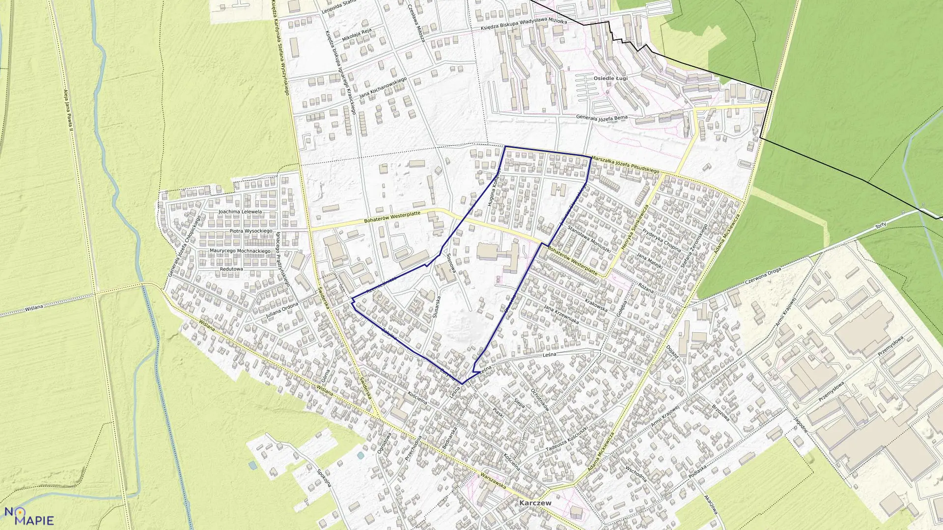 Mapa obrębu 10 w gminie Karczew