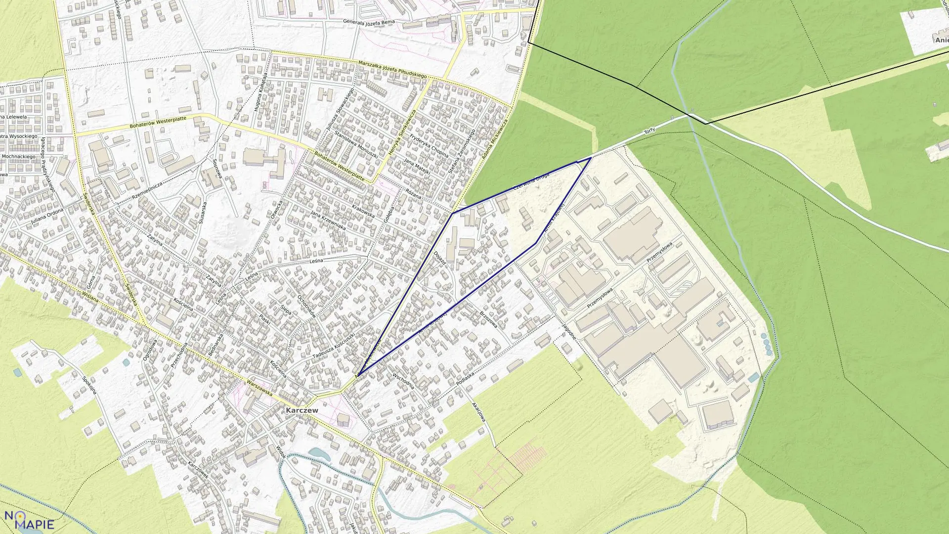 Mapa obrębu 14 w gminie Karczew