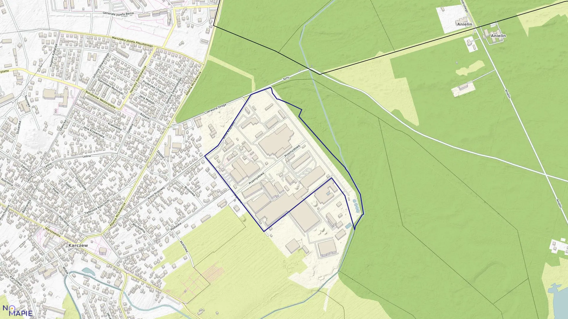 Mapa obrębu 15 w gminie Karczew