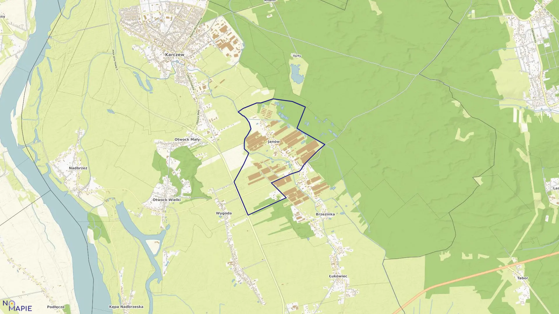 Mapa obrębu JANÓW w gminie Karczew